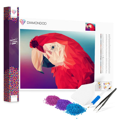 Diamondoo Roter Papagei Poly Art